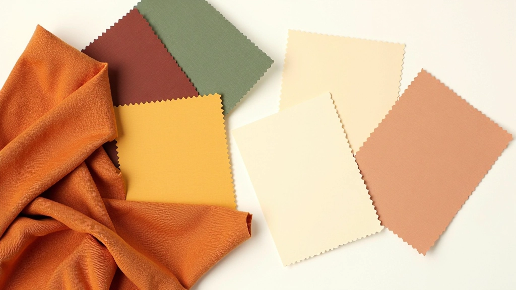 Colour swatch arrangement showing autumn burnt orange, mustard, winter forest green and burgundy tones together harmoniously