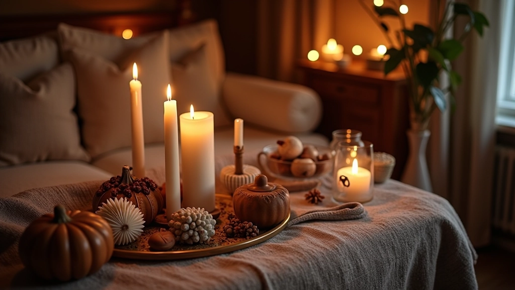 Hygge-inspired British home interior with candlelight and cosy furnishings